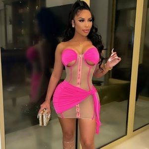 SXY Off The Shoulder See-through Bodycon Dress. BRAND NEW NEVER WORN!